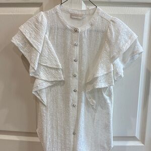 Ramy Brook White Ruffled Blouse